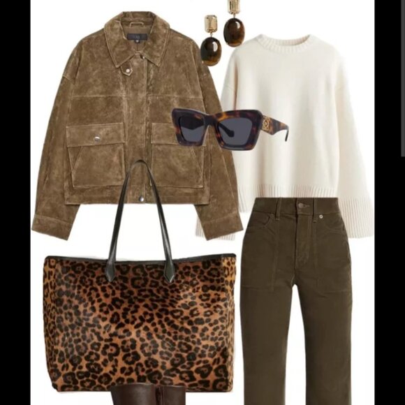 Alfani Leather Suede Short Boho Biker Standup Neck Jacket Dark Olive Green - Picture 13 of 14